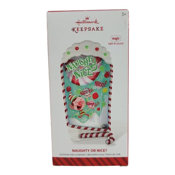 Hallmark Christmas Ornament Naughty or Nice Pinball Magic Light Sound 2014 WORKS - Picture 10 of 12